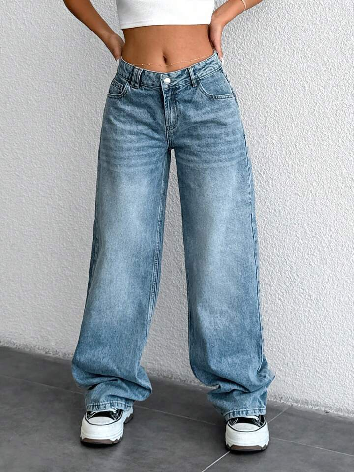 Jeans a vita alta e gamba larga da donna - Pantaloni estivi in denim elasticizzato leggero per la forma a pera, vestibilità comoda e ampia, streetwear alla moda_voghion.com