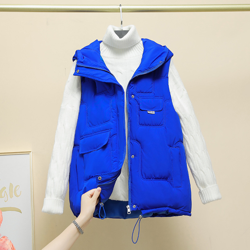 Gilet matelassé à capuche tendance pour femme – Veste matelassée sans manches, coupe ajustée, légère et élégante (M-XXL, kaki/vert/noir/beige/bleu marine/jaune)_voghion.com