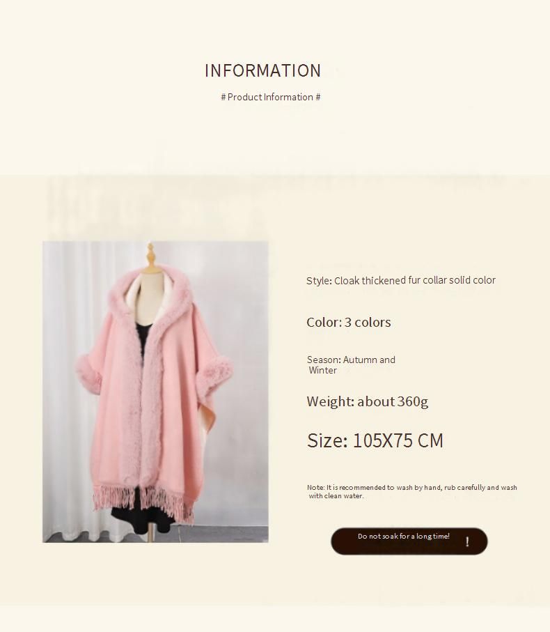Scialli da donna, scialli, autunno e inverno, nuovi, in tinta unita, spessi e caldi, con collo in pelliccia di velluto, versatili._voghion.com