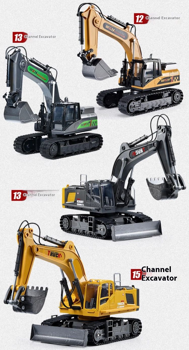 2,4 GHz afstandsbediening graafmachine van legering – Oplaadbaar bouwvoertuig met led-verlichting en realistische geluidseffecten – Duurzame RC-vrachtwagen_voghion.com