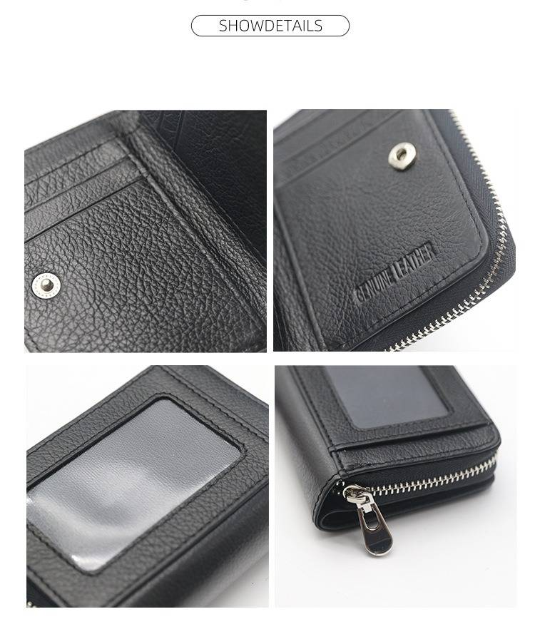 Genuine Leather Multi-Card Holder With Zipper For Men And Women - RFID Blocking Wallet With 12 Card Slots, Stylish & Functional_voghion.com