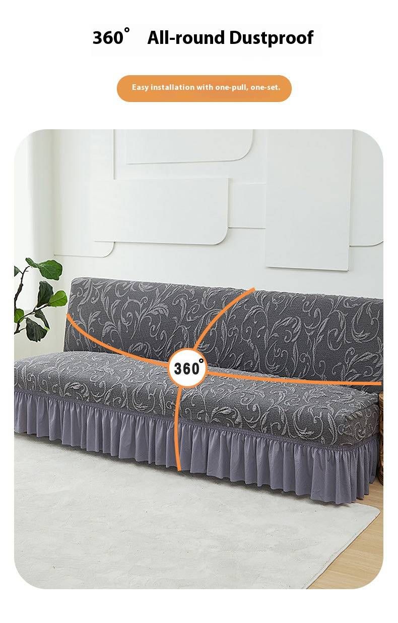 Copridivano classico in jacquard floreale con orlo a gonna – Copridivano in maglia elasticizzata per divani senza braccioli (pieghevole, antiscivolo, 5 colori nei toni della terra)_voghion.com