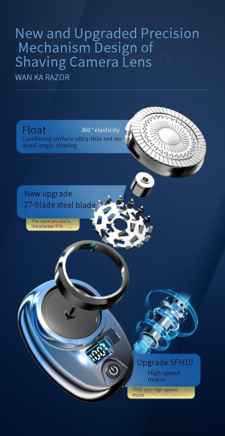 Kompakter Elektrorasierer für Männer, tragbarer Reiserasierer mit rotierendem Mehrklingensystem, LED-Anzeige, wiederaufladbar und wasserdicht,_voghion.com