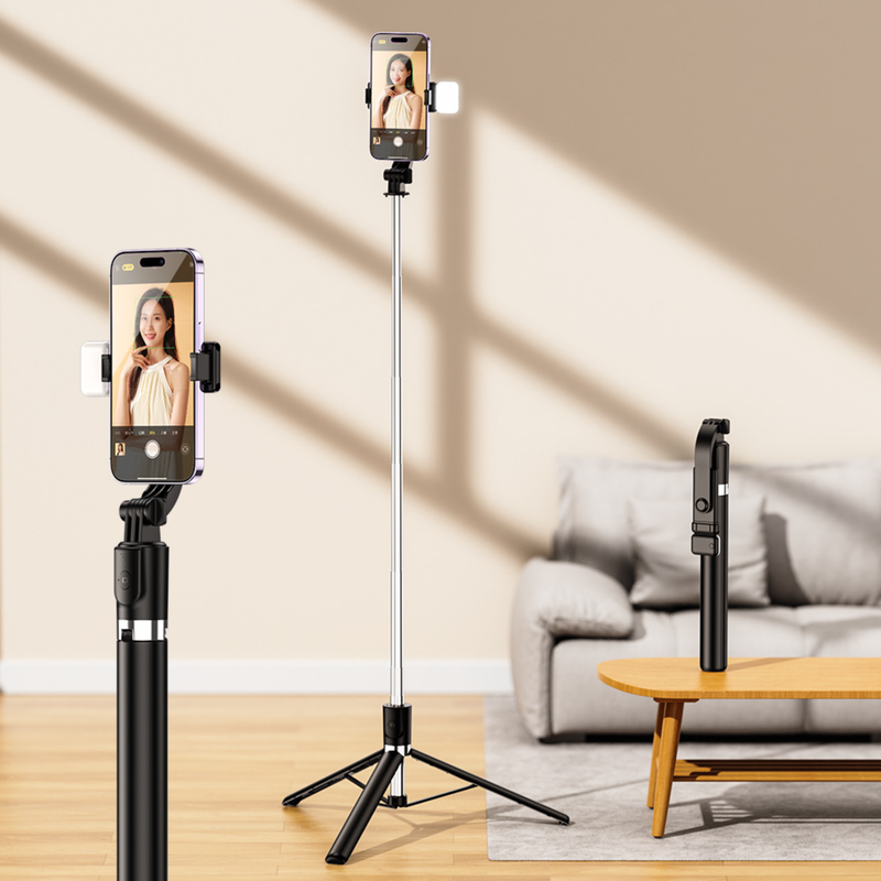 Ultra-Light 1.8m Bluetooth Selfie Stick With 360° Rotation, Tripod Stand & Remote Control – Compatible With Smartphones_voghion.com