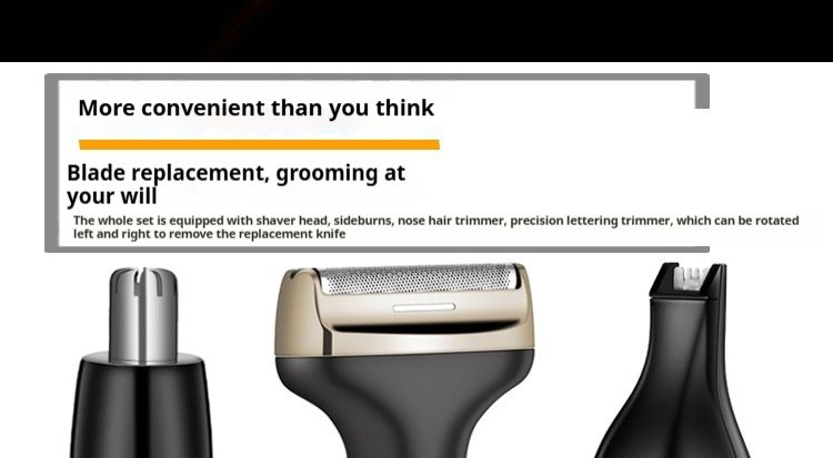 Kit per la cura della pelle 4 in 1 ricaricabile tramite USB: rasoio elettrico, rifinitore per peli del naso, rifinitore per barba e basette, impermeabile e adatto ai viaggi_voghion.com