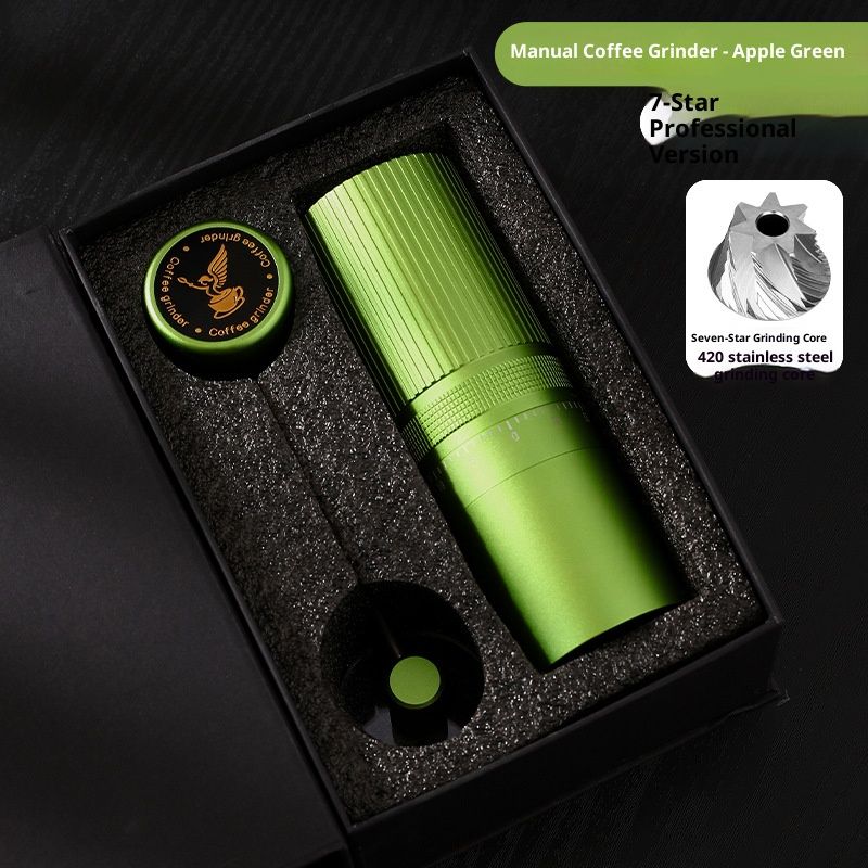 Hochwertige, verstellbare Handkaffeemühle – Mahlwerk aus Edelstahl, 5/6/7-Stern-Kern, Apfelgrün, manuelle Kaffeemühle für Espresso und French Press_voghion.com