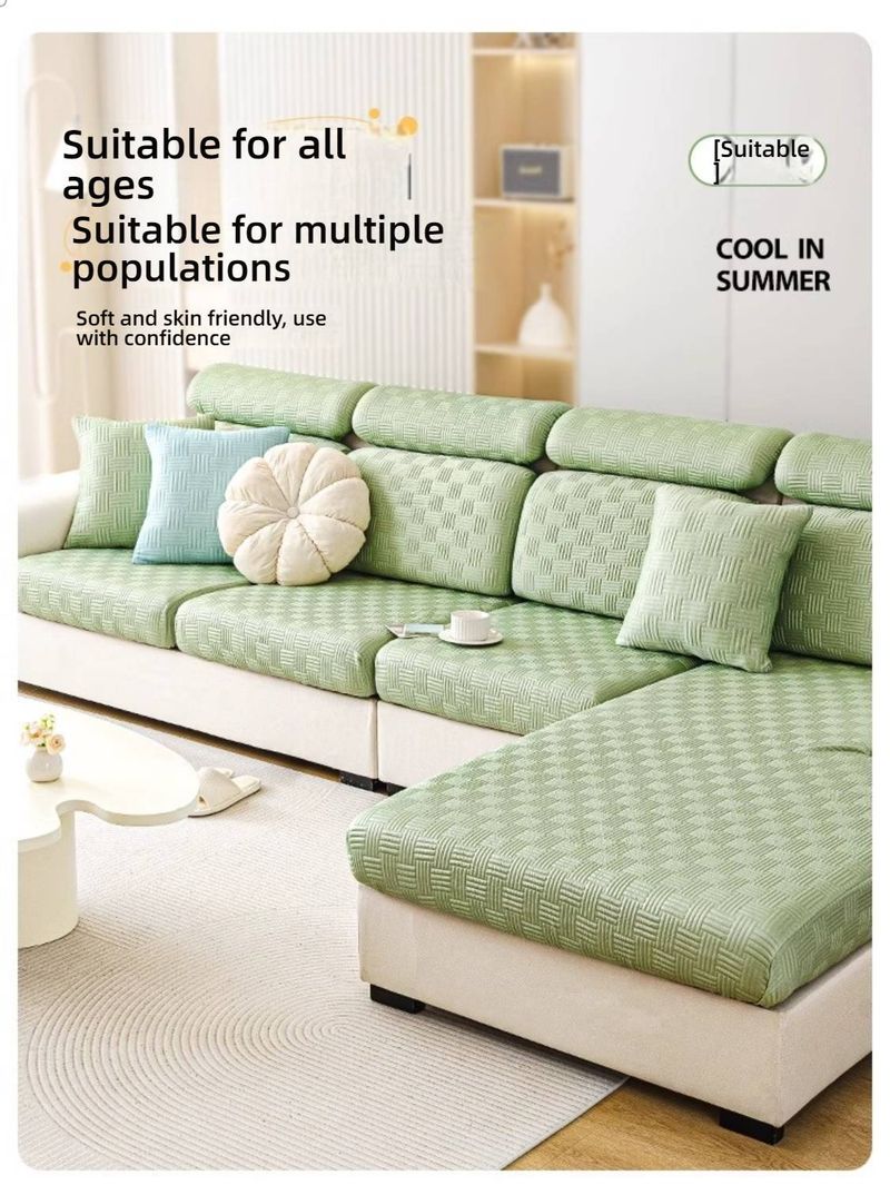 Copridivano rinfrescante estivo – Copridivano antiscivolo in seta ghiacciata con tessuto traspirante (universale per divani e divanetti)_voghion.com