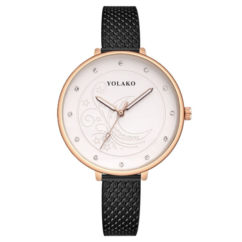 Fashion Diamond-Studded Printed Women's Plastic Band Quartz Watch_voghion.com