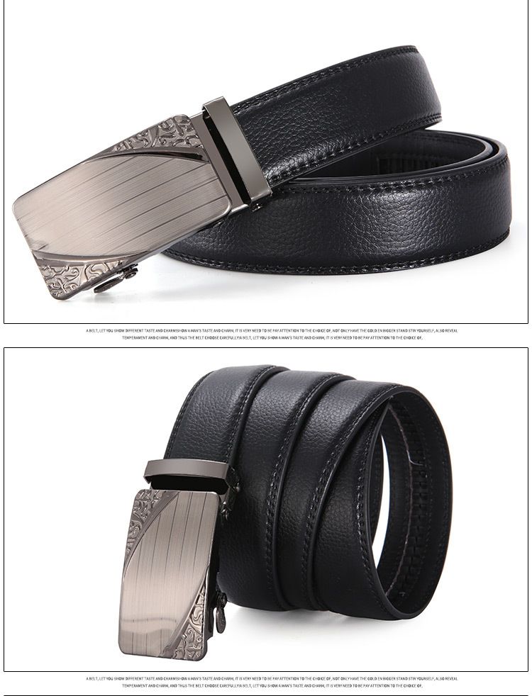Cintura da uomo con fibbia automatica Cintura casual Cintura per giovani e mezza età Cintura da uomo a doppia linea Stall Goods_voghion.com
