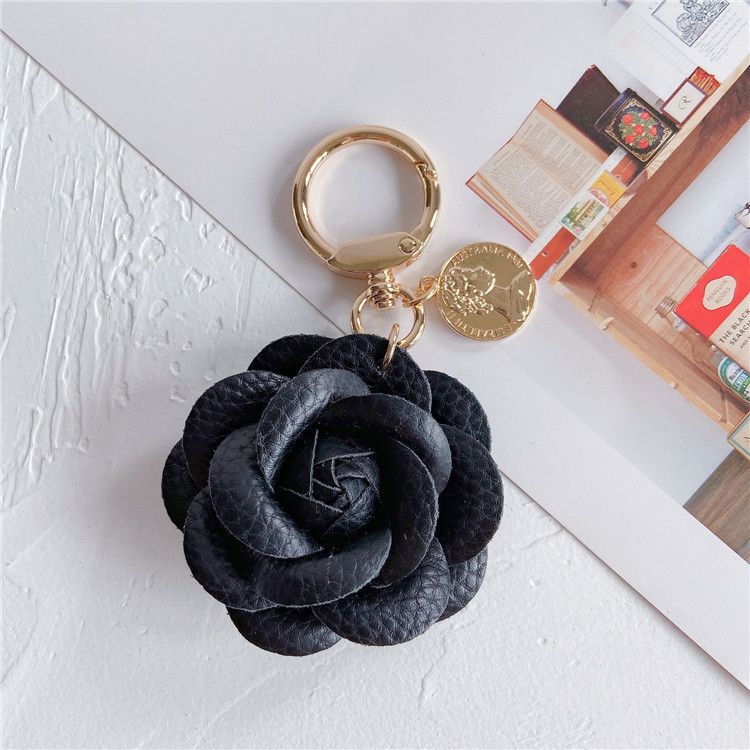 Parti e accessori per borse Moda Pelle Camelia Portachiavi per auto Carino Fiore Zaino Ciondolo Accessori Personalità Portachiavi Anello Donna_voghion.com