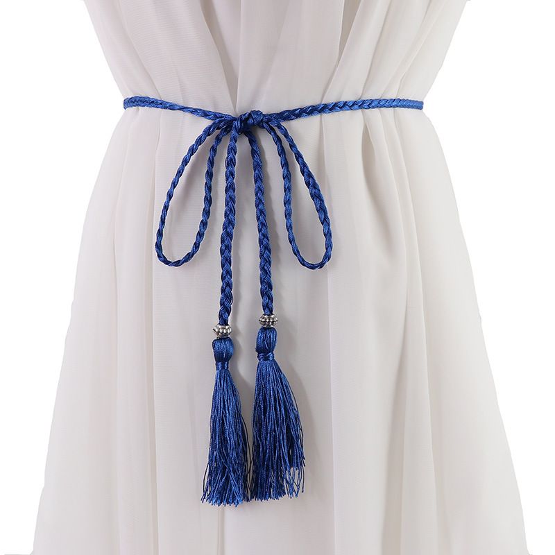 Ceinture à pompon tressée pour femmes, nouvelle collection 2022, nœud décoratif pour cheveux, jupe Hanfu, chaîne, corde de taille_voghion.com