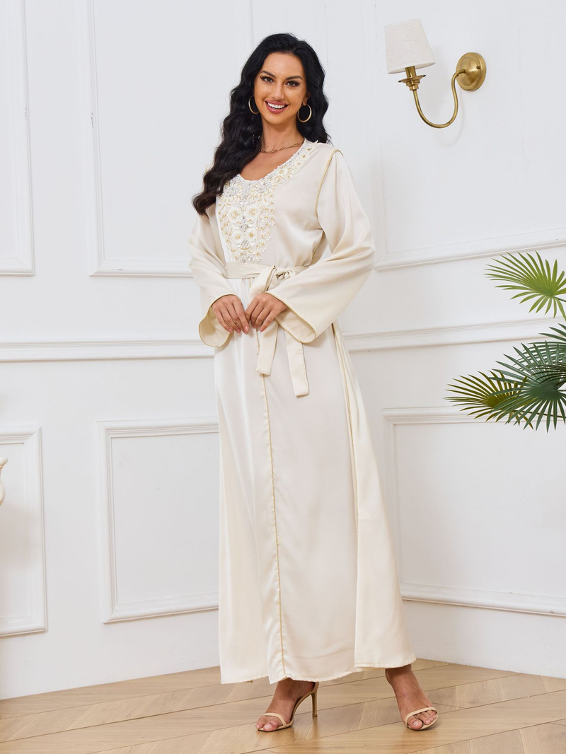 Women's Clothing Muslim Robe Women's Long Skirt Fashion Beaded Dress_voghion.com
