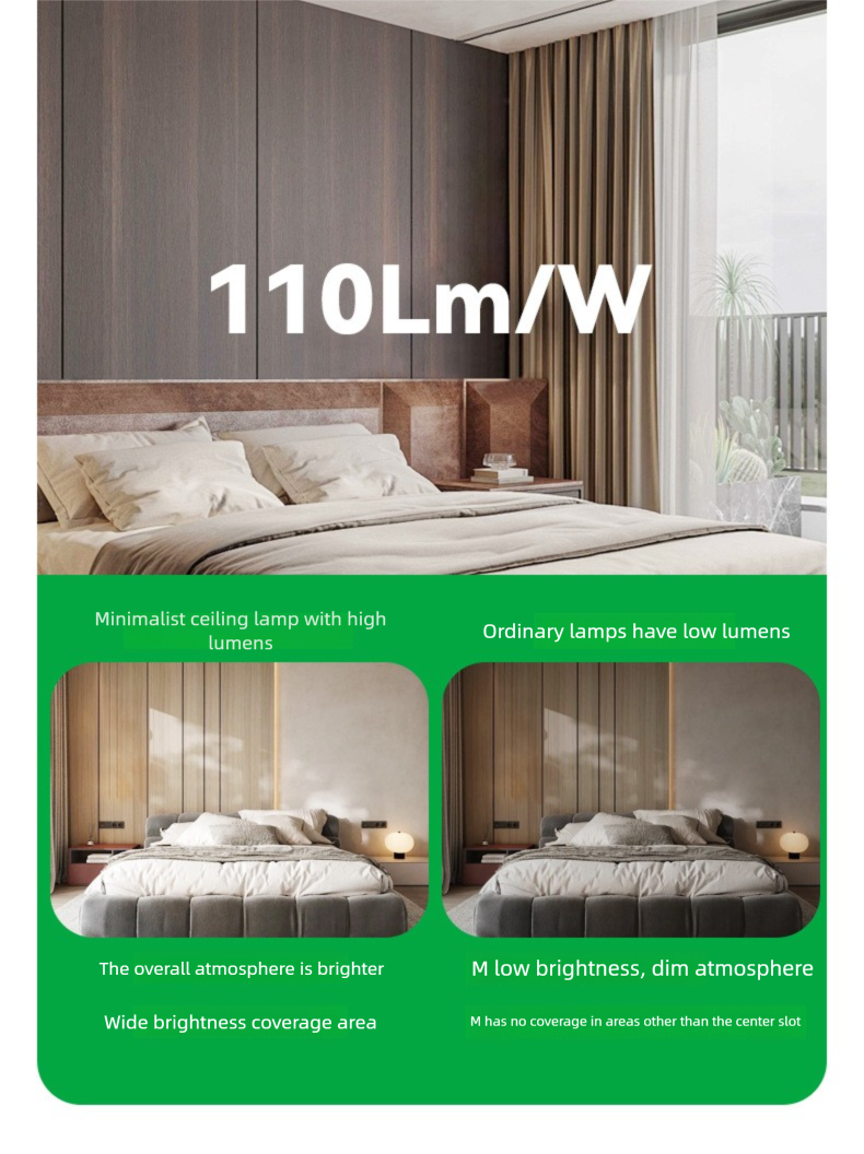 Lampada da soffitto rettangolare ultrasottile per camera da letto e soggiorno in stile vintage, colore noce di alta qualità, Zhongshan Lighting_voghion.com