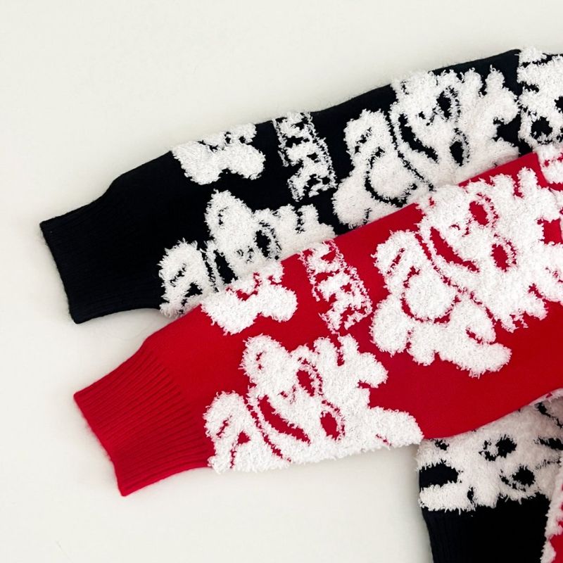 Boys' Soft Knit Sweater With Cartoon Print - Comfortable Round Neck Long Sleeve Pullover For Toddlers & Kids (3-8 Years, 90-130cm)_voghion.com