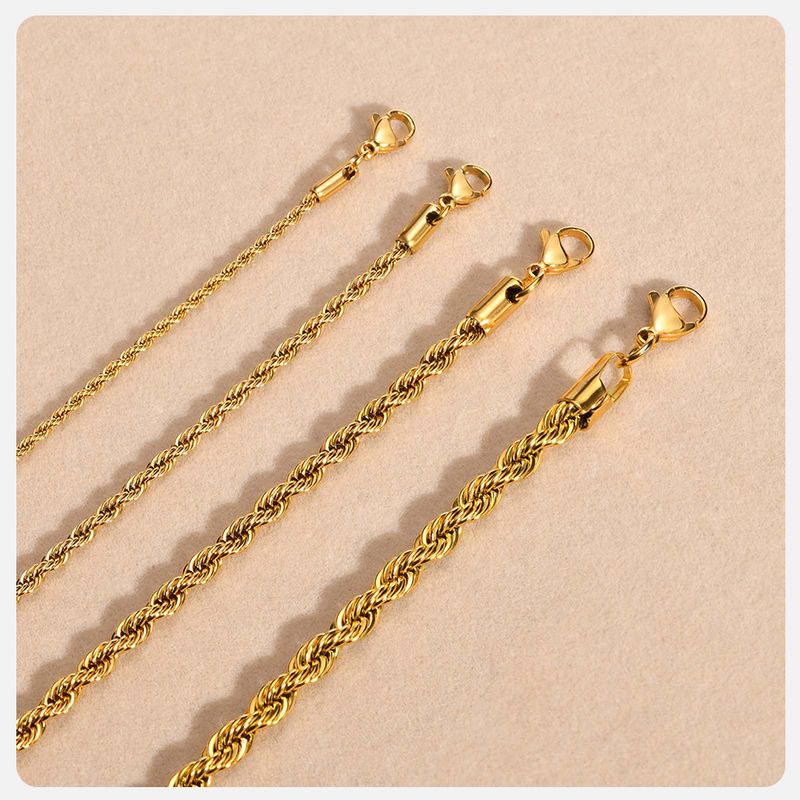 2025 New Arrivals Vnox Dainty Gold Color Rope Chain Necklaces for Women Men,Chic Twisted Collar, Waterproof Stainless Steel Link 2/3/4/5mm_voghion.com