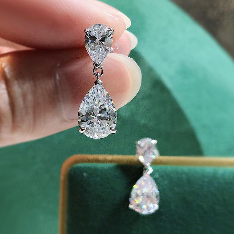 Cao Shi's 2023 New Water Drop For Women, Exquisite Zircon Pear Shaped Eardrops, Elegant And Stylish Internet Celebrity_voghion.com