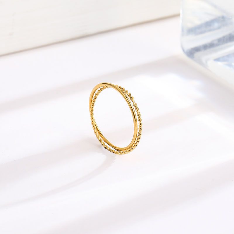 Simple Thin Fried Dough Twists Double Loop Titanium Steel Ring Designed By Female Minority, High-level, Light And_voghion.com