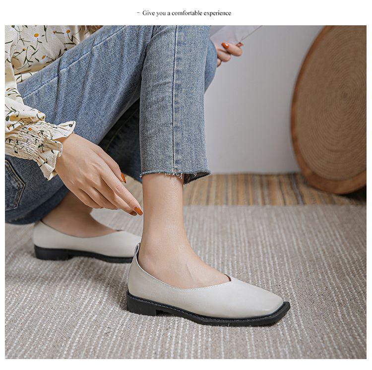 Sinn für Design neue flache Schuhe Französisch Retro Lederschuhe Loafer Low Heels große Größe Mokassins Damen Oma Schuhe_voghion.com