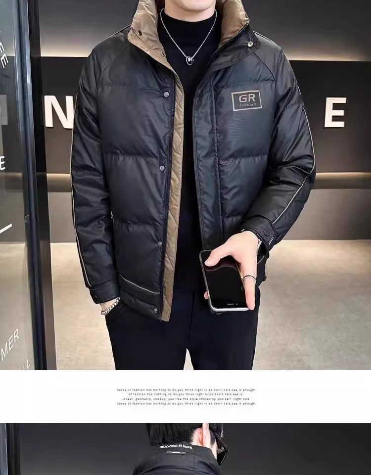 Neue einfarbige Jacke für Männer mit einem Gefühl luxuriöser Freizeitmode. Daunenjacke für Männer, dick und trendig_voghion.com