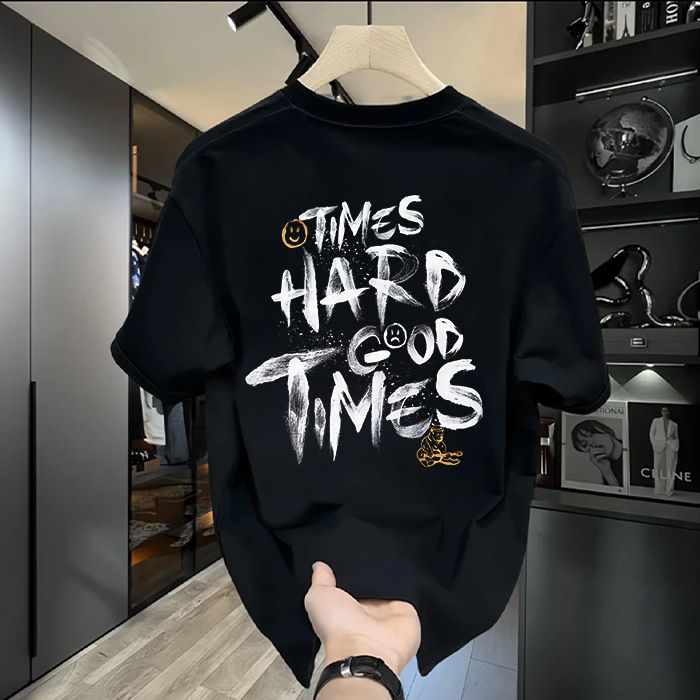 Men's Clothing Heavyweight Trendy Brand Pure Cotton Printed Men's Short Sleeved T Shirt New Summer Trendy Casual Round Neck T Shirt_voghion.com