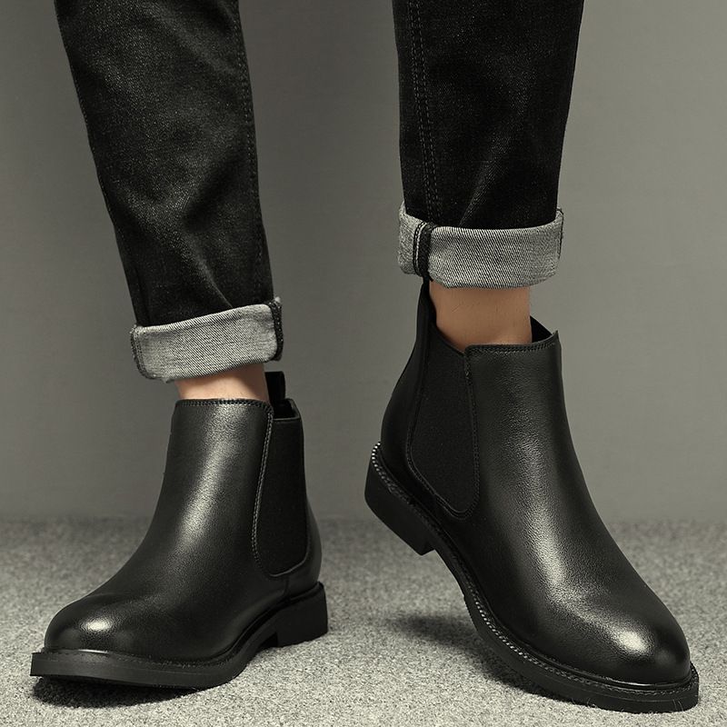 Martin Boots Men's High-top Wind Tooling Short Boots Heightening Men's Medium-top Chelsea Boots_voghion.com