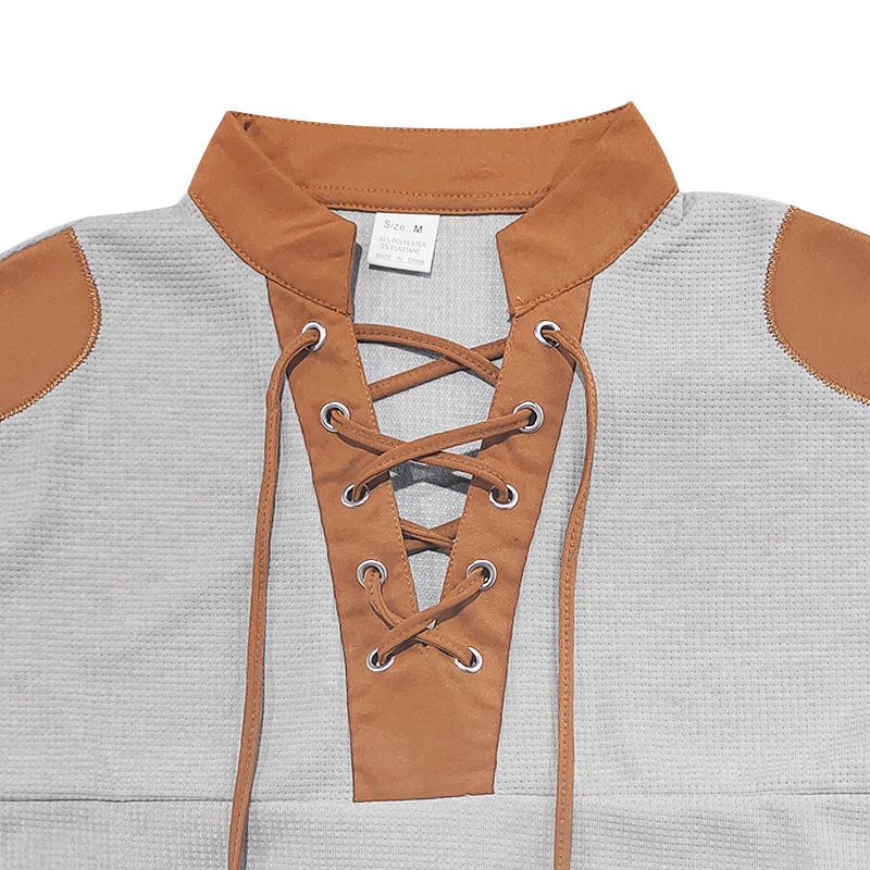 Cross-border Independent Station American Summer Casual Men's Tether Loose Henry Western Denim Waffle Short Sleeve Suit_voghion.com