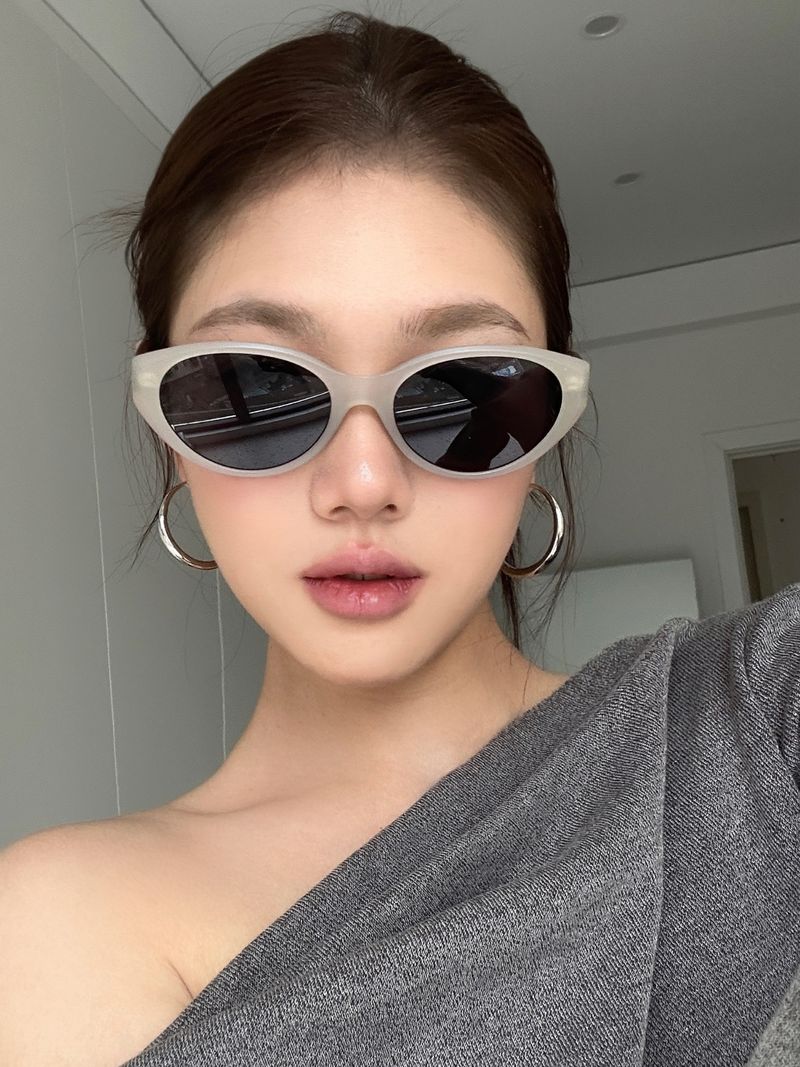 LazyZoom High-Grade Polarized Cat Eye Women's Square Round Face Slimming European And American Gyaru Style Ins Sunglasses Wood_voghion.com