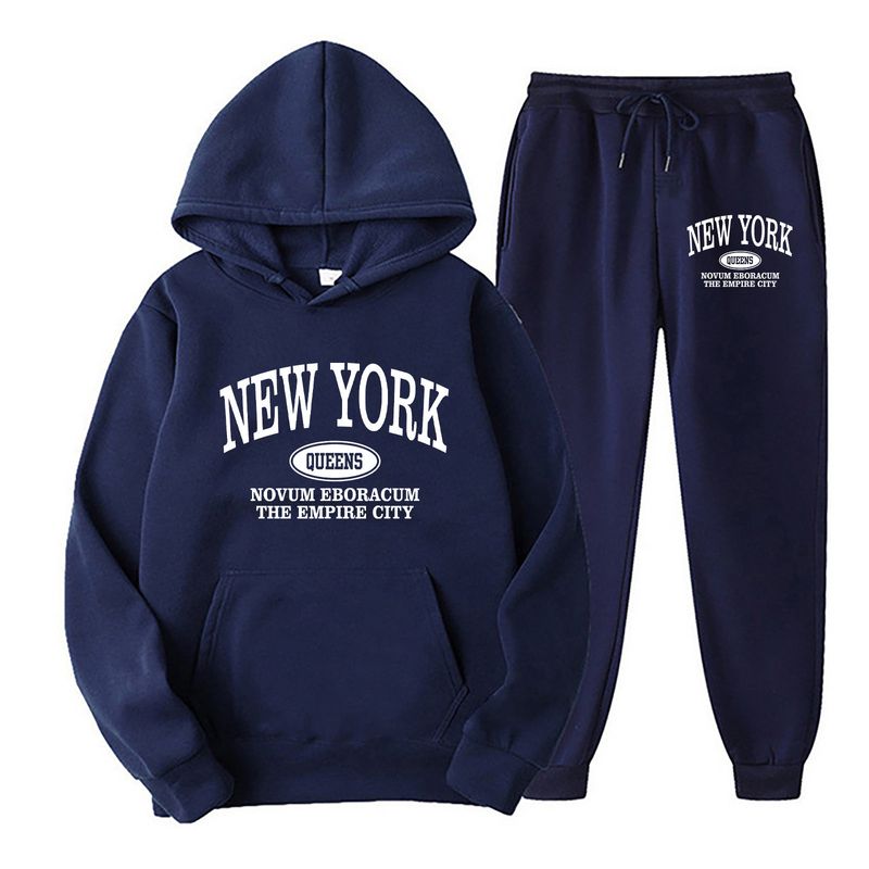 Conjunto de sudadera con capucha y jogger para hombre, conjunto informal de dos piezas con estampado elegante para ropa urbana y deportiva._voghion.com