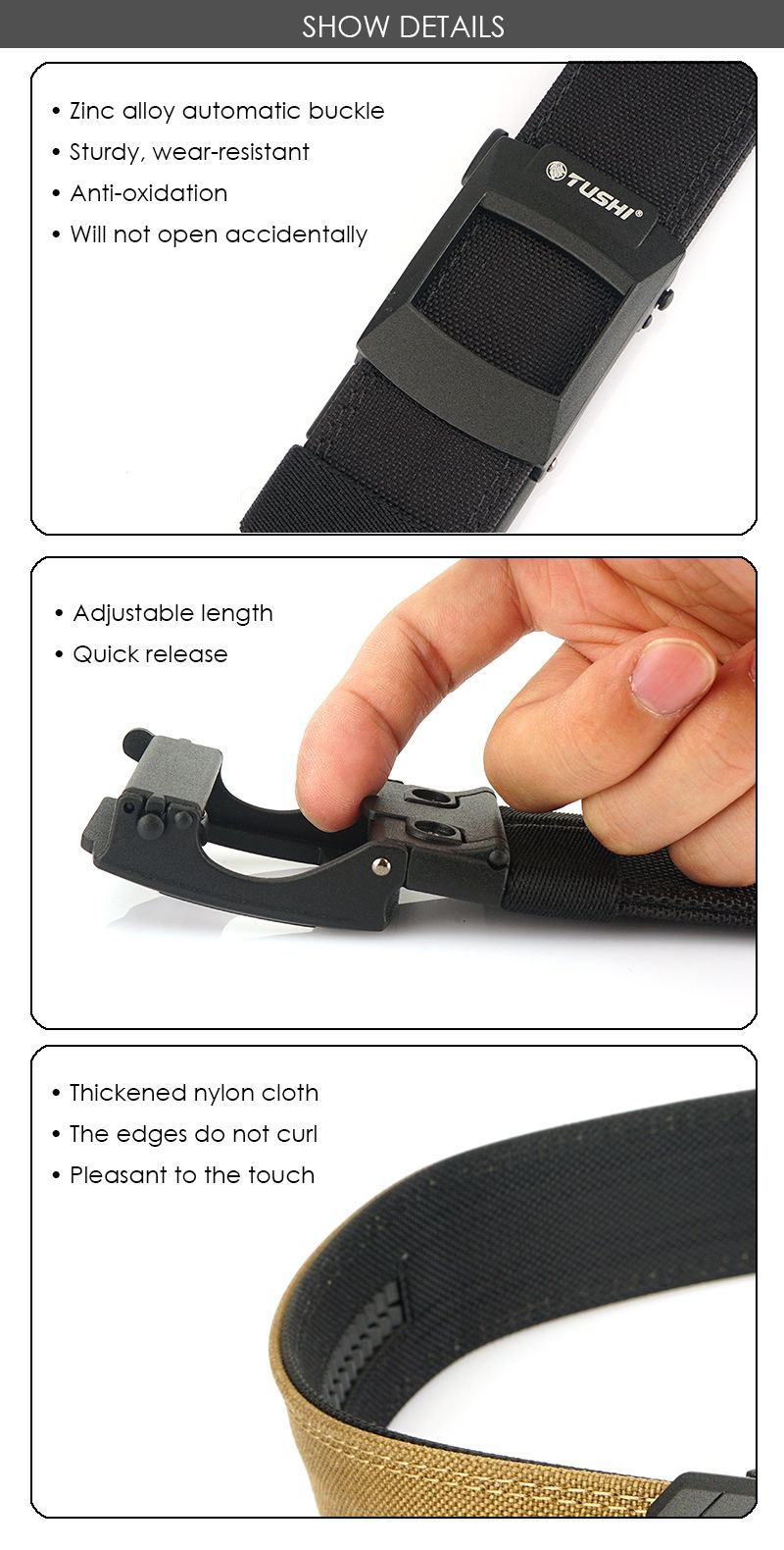 HOT VATLTY Work Tool for Men Tight Nylon Metal Automatic Buckle Plainclothes Police Military Tactical Pistol Belt Male_voghion.com