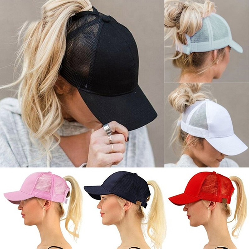 2023 New Ponytail Baseball Cap Summer Women's Adjustable Black Hat Messy Cap Casual Cotton Girl Snapback Mesh Cap_voghion.com