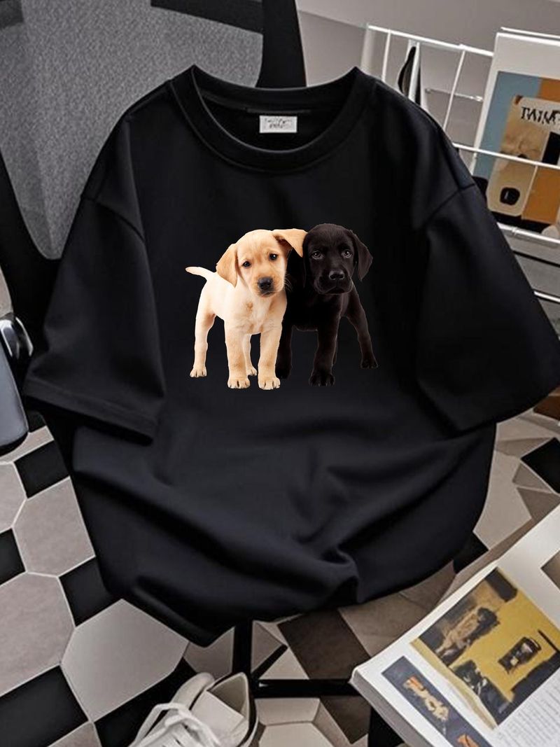 T-SHIRT CUCCIOLI DI LABRADOR Labrador Retriever al cioccolato dorato, cucciolo di cane dalla taglia alla 3XL, uomo, morbida, versatile, casual, elasticizzata, elegante, abbigliamento firmato_voghion.com