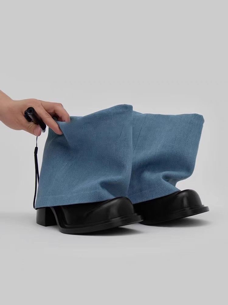 Große Größe Jeans Tube 2025 Frühjahr und Sommer Neue Runde Kopf Kurzen Absatz Schlank Mode Stiefel_voghion.com