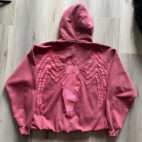 Felpa con cappuccio da uomo con personalità, stile street ragno, patch ricamata, nicchia, nuova tendenza, felpa unisex larga e larga_voghion.com