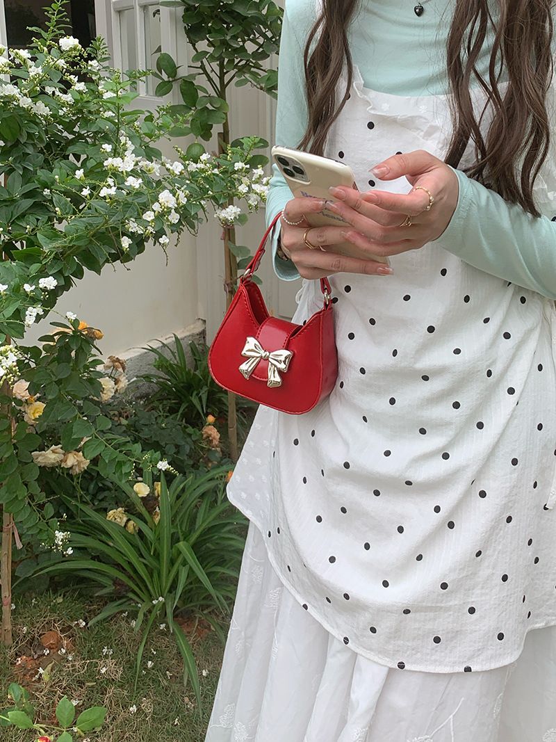 Niche bow handbag new spring/summer trend sweet cool lipstick chain crossbody mini small bag for women_voghion.com