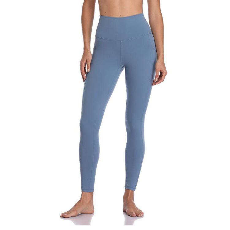 Tasca sulla pancia a vita alta, sollevamento dell'anca stretto, pancia alta elastica, leggings da donna color pesca, elastico stampato T2020-1_voghion.com