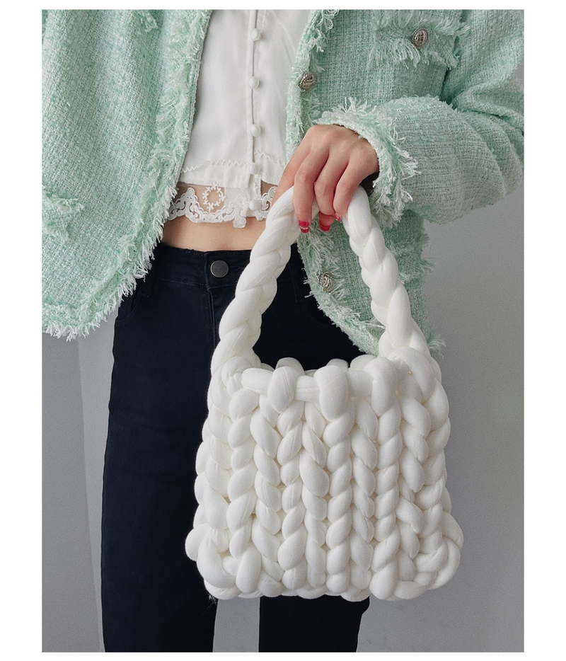 Borsa tessuta a mano fai-da-te in lana islandese super spessa, piccola borsa quadrata fatta a mano con ghiaccio freddo fatto in casa per la fidanzata_voghion.com