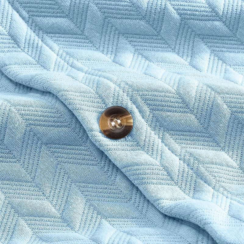 Men's Short-sleeved T-shirt Casual Jacquard Slim Breathable Lapel Short-sleeved Shirt_voghion.com