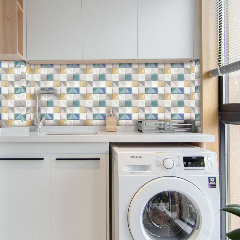 MSC077-0923D Mosaik Krystal Flise Klistermærke Glas Tile DIY Vandtæt selvklæbende vægklistermærke_voghion.com