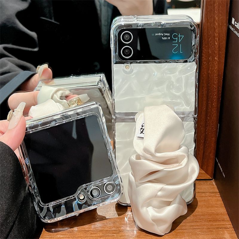 For Samsung Galaxy Z Flip 3 4 5 6 5G Luxury Cute Silk Wrist Phone Case Cover_voghion.com