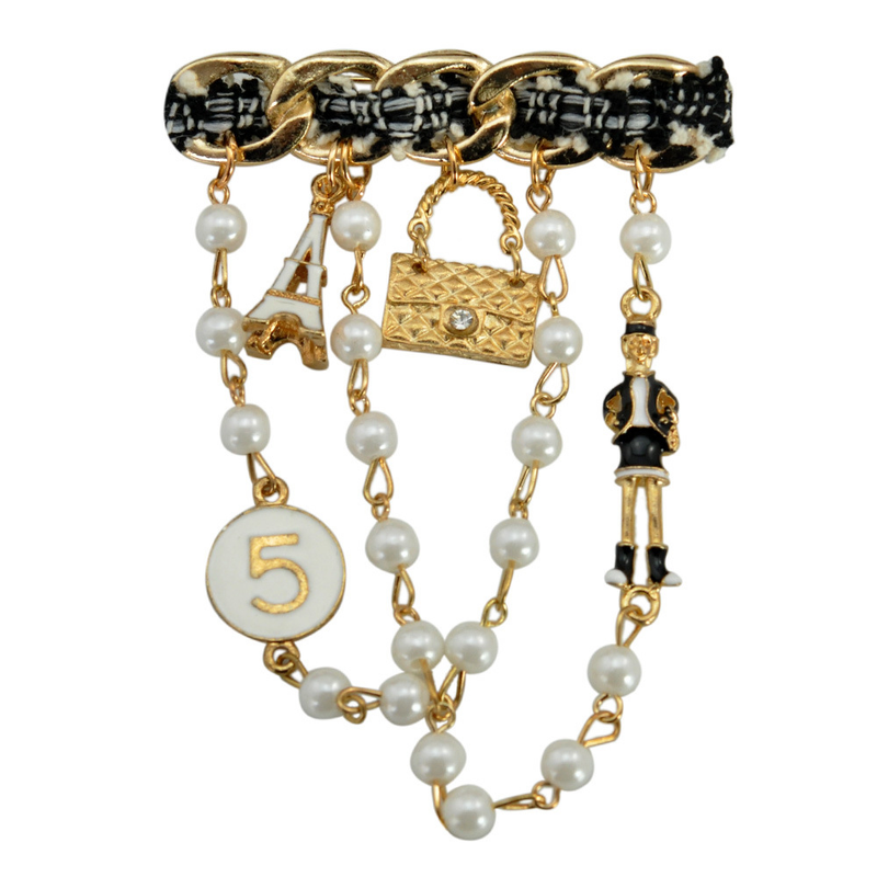 Small fragrant fabric handmade creative Brooch Chain unisex Pearl Accessory Pin Silk scarf buckle_voghion.com