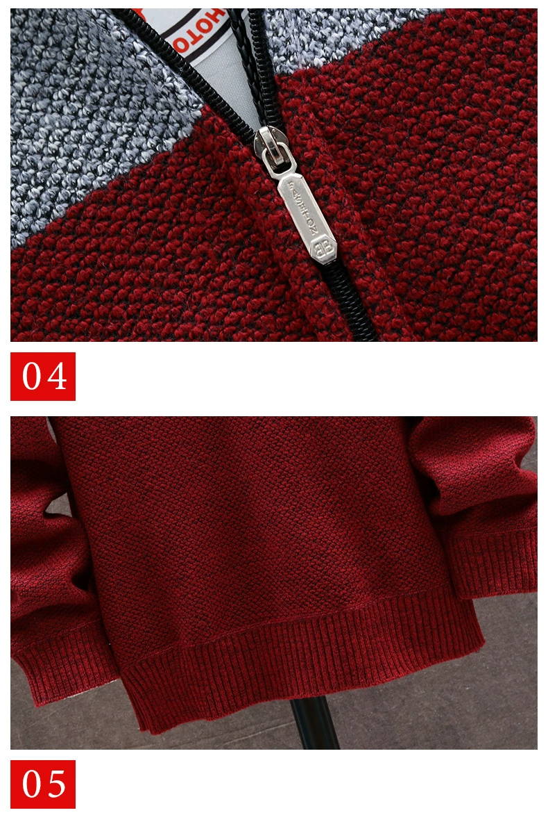 Men's clothing matching color and fleece thick sweater slim-fit cardigan coat sweater_voghion.com