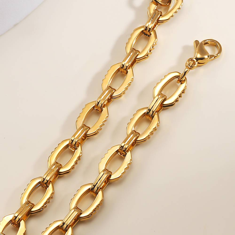 Bracciale a catena con fibbia singola piatta Hip Hop Retro Gear_voghion.com