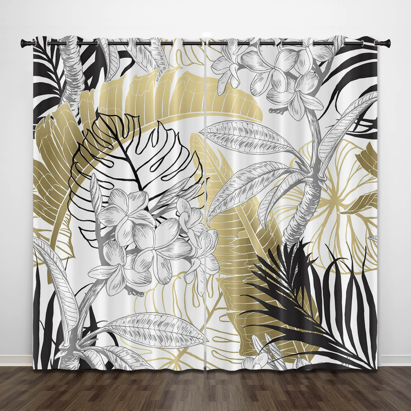 2 Panel Luxurious Black Gold Curtains Abstract Geometric Curtains For Bedroom Living Room Kitchen Floor Window Blinds Curtains_voghion.com