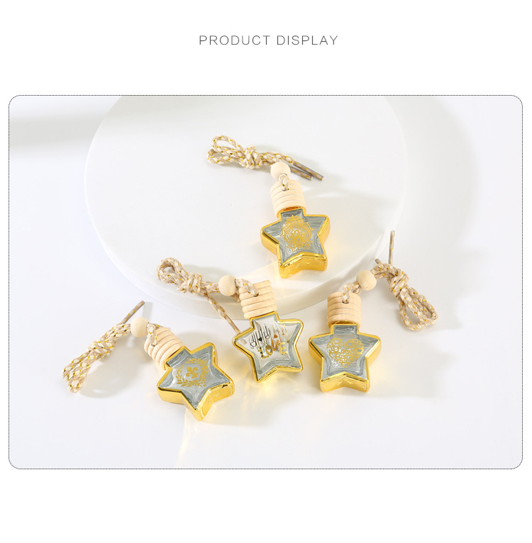 Accessori per profumi 10 ml bottiglia di profumo dorata montata su auto ciondolo in vetro bottiglia di profumo imballaggio cosmetici bottiglia di profumo bottiglia di imballaggio di profumo_voghion.com