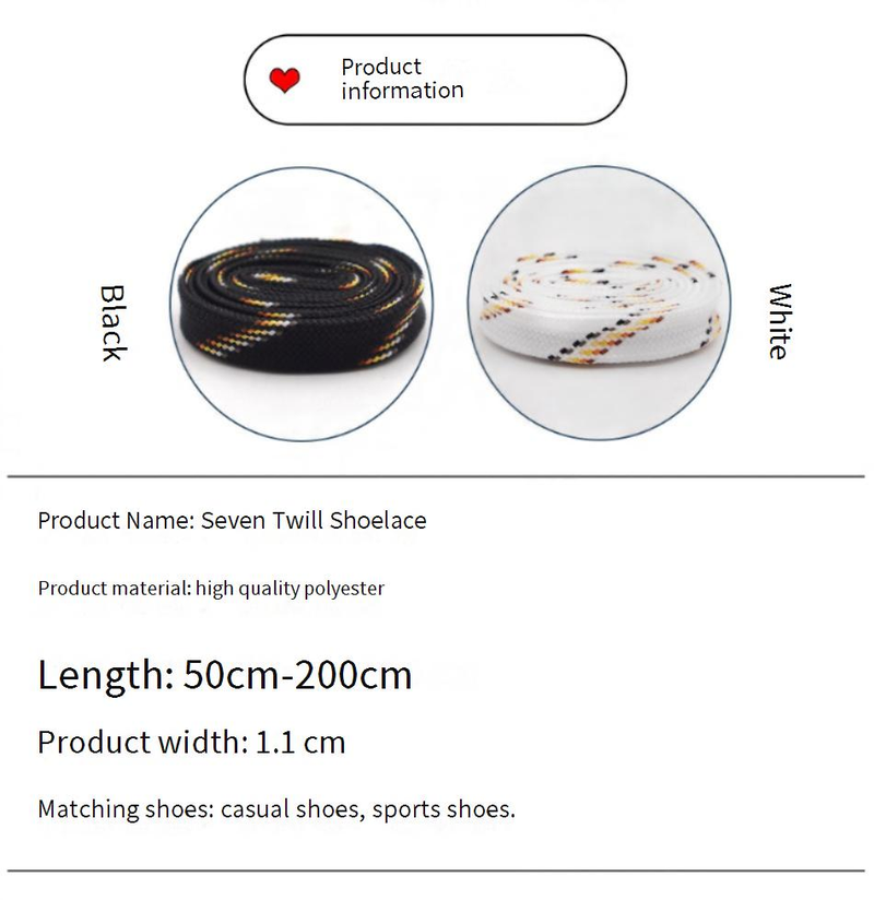 Shoelaces 11mm Flat Seven Color Twill Color Insert Outdoor Casual Shoes Sports Shoes Widened Board Shoes Accessories Rope_voghion.com