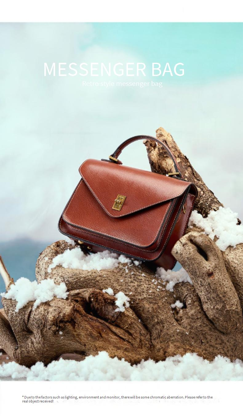 Bag Genuine Leather Vegetable Tanned Cowhide New Style Advanced Simple Fashion Temperament Women's Bag Handbag Single Shoulder Messenger_voghion.com