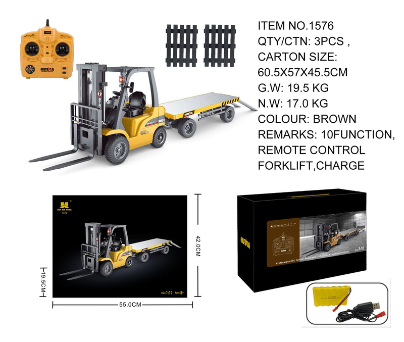 Mother & Kids 1:10 Scale Alloy Remote Control Forklift With 10-Channel Precision Control – Realistic Construction Vehicle Toy For Kids & Collectors_voghion.com