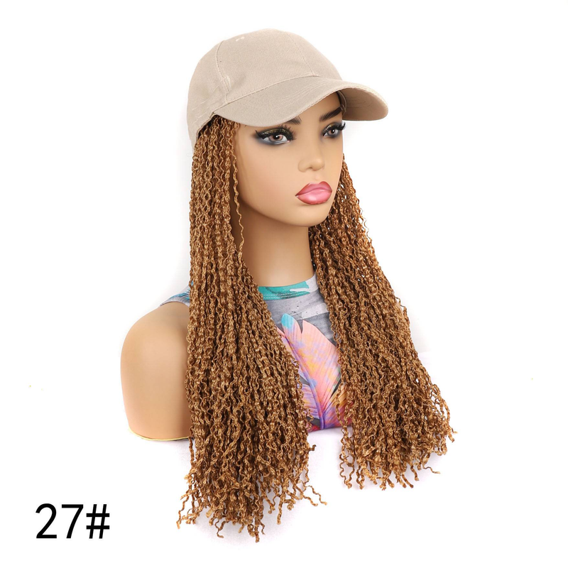 Parrucca con berretto da baseball intrecciato, extension per capelli con treccia a scatola, colore nero, parrucca con berretto nero e capelli sintetici intrecciati lunghi 16 pollici per donna_voghion.com