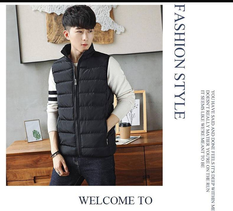 Chaleco acolchado de plumón para hombre: abrigo de invierno cálido (relleno de algodón grueso, negro/gris/azul oscuro, M-5XL)_voghion.com