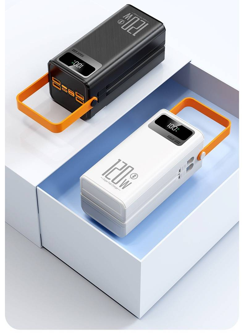 High-Speed Charging 50000mAh Power Bank With Built-in Cables, Portable External Battery For Camping, Travel, Dormitory, Custom Logo_voghion.com